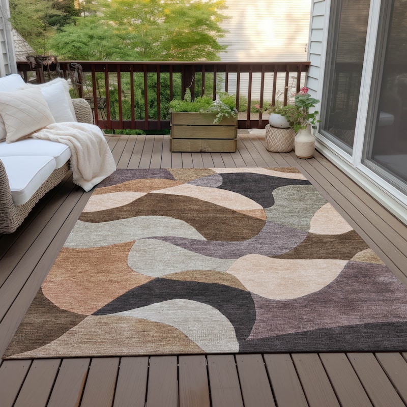 Machine Washable Indoor/Outdoor Modern Century Chantille Rug - Chocolate - 10' x 14'