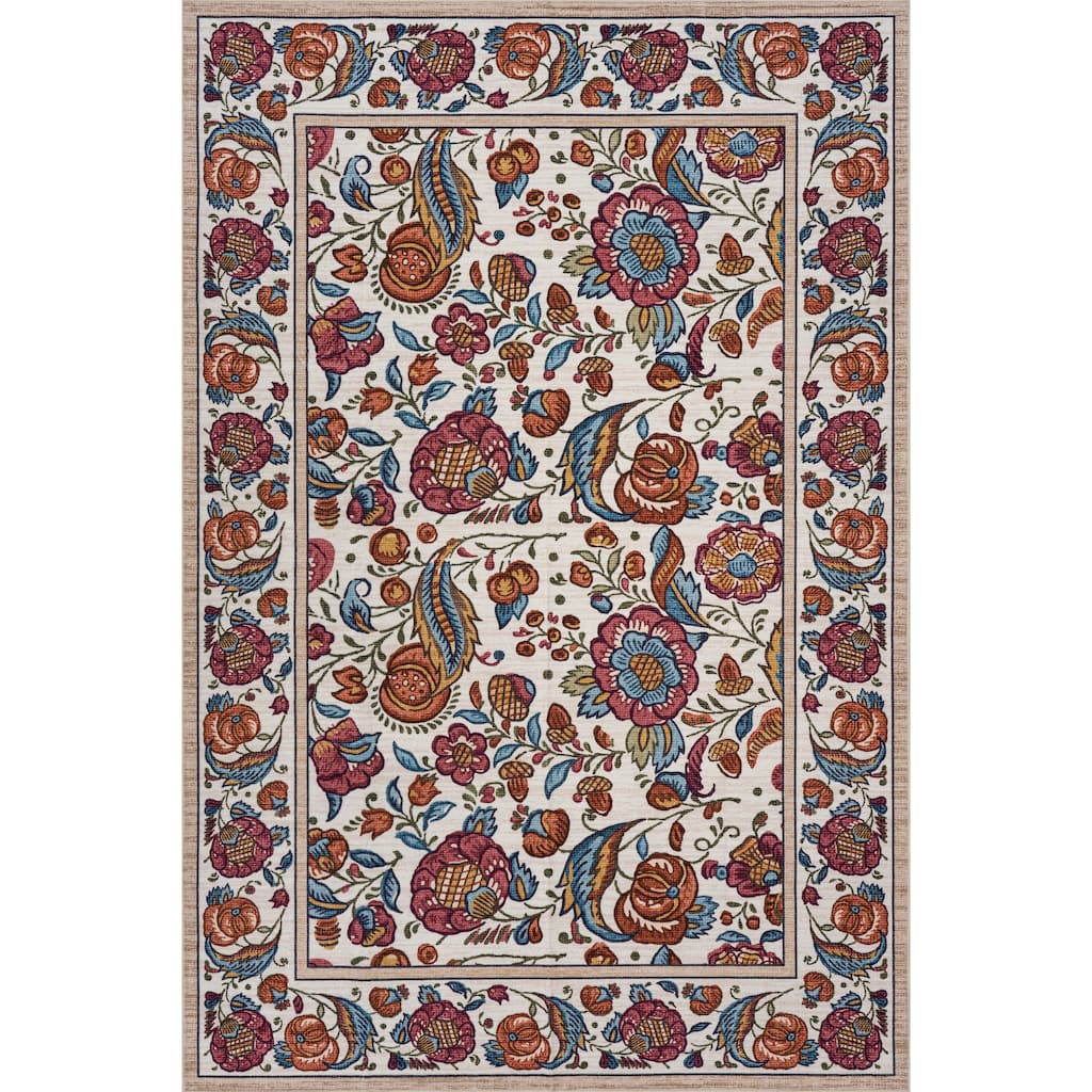 Nuloom Delara Floral & Paisley Washable Rug