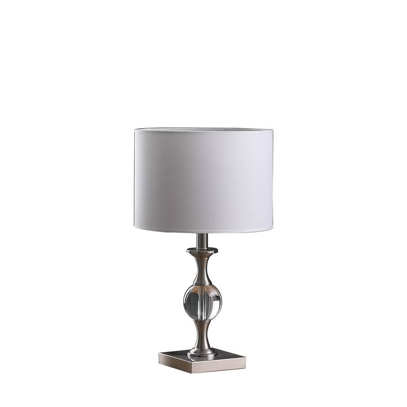 HomeRoots 20" Silver Bedside Table Lamp With White Drum Shade - Small