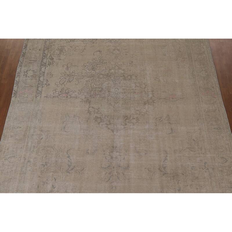 Hand Knotted Oriental 100% Wool Carpet Traditional Medallion Beige & Ivories Tabriz Area Rug - 12' 11'' X 9' 6''