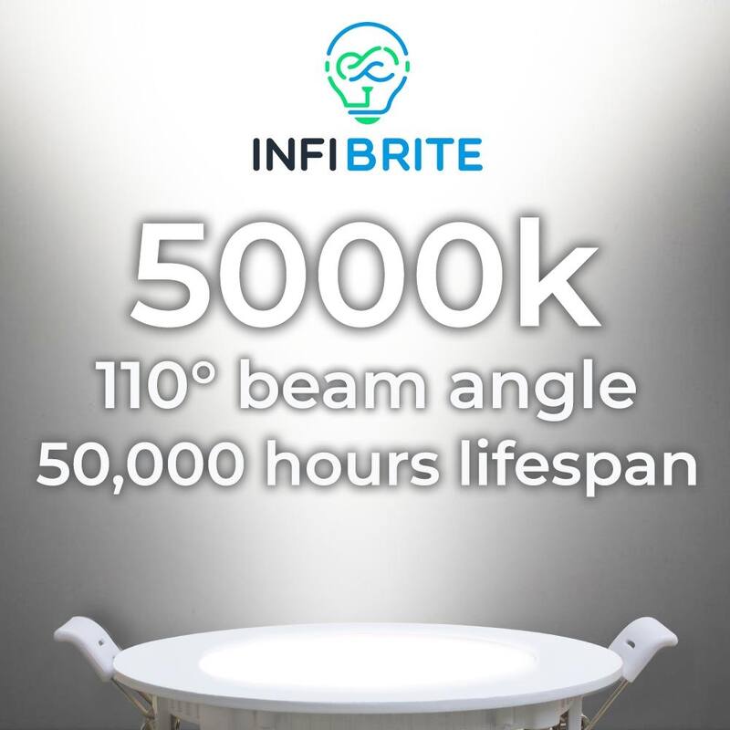 Infibrite 6 Inch 5000K Daylight 12W 1050LM Ultra-Slim LED Ceiling Light with Junction Box, Flush Mount, Dimmable (12 Pack)