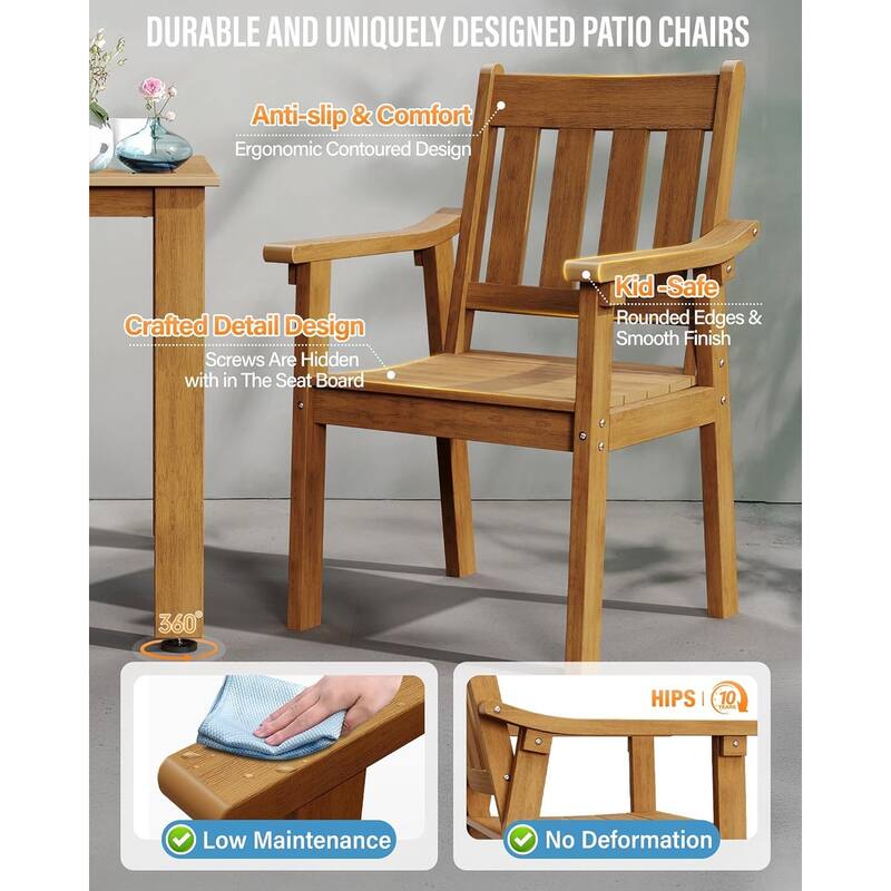 WINSOON 7-Piece HIPS All Weather Outdoor Patio Dining Sets with Umbrella Hole& Aluminum Frame,1-Table 6-Chairs