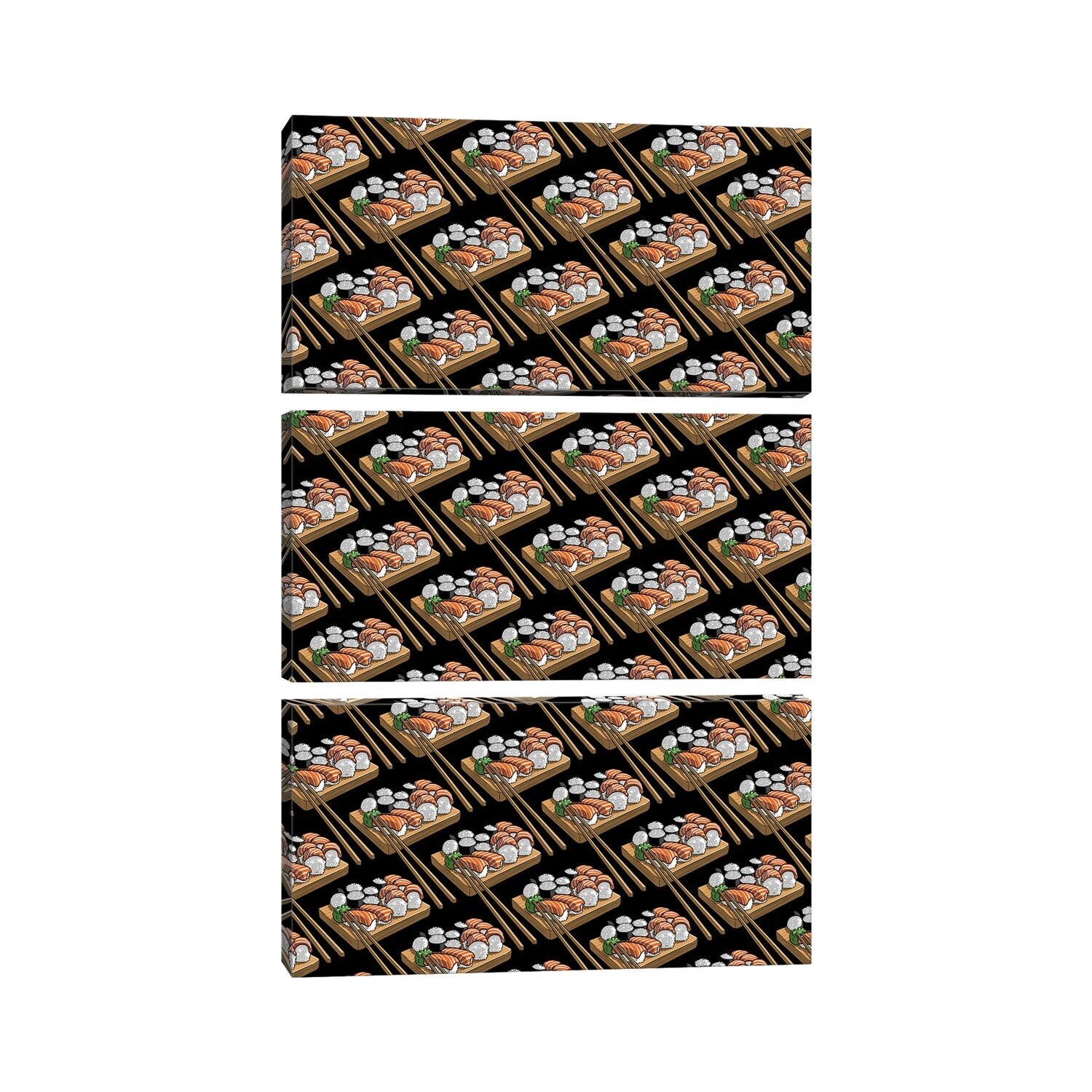 iCanvas Sushi Pattern by Alberto Perez 3-Piece Canvas Wall Art