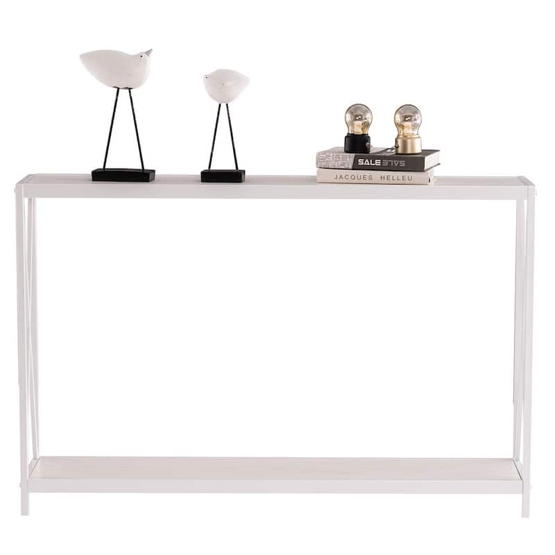 Rustic Oak Console Table with Metal Frame for Entryway Hallway or Behind Sofa - 43.3" x 9" x 29"
