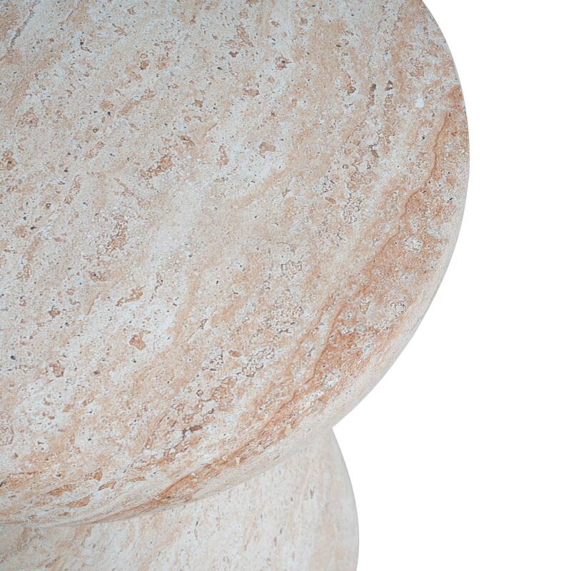 Outdoor Indoor Lightweight Concrete Side Table, Travertine Finish - 20.72