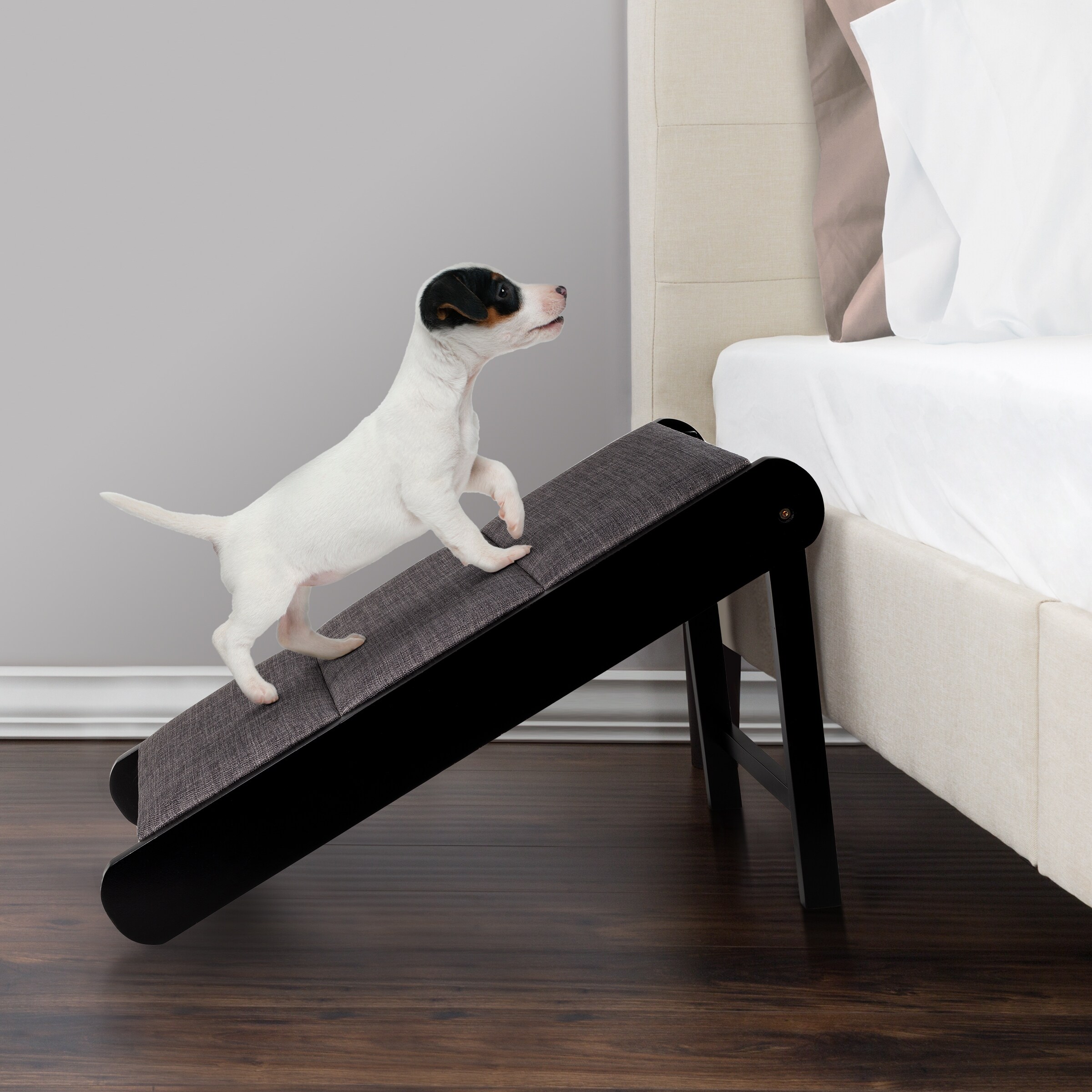 Petmaker Foldable Wooden Dog Pet Ramp for Bed Couch or Vehicles