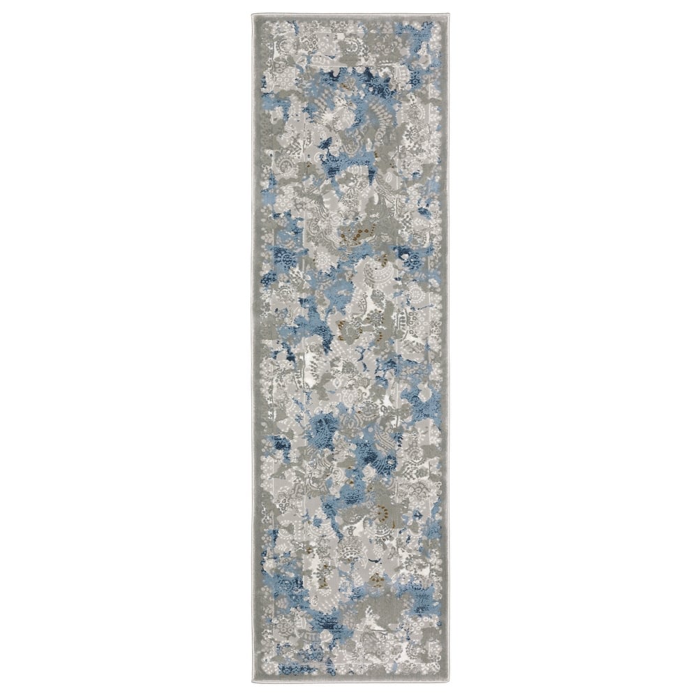 Style Haven Emery Contemporary Abstract Grey/ Blue Mixed-Pile Area Rug