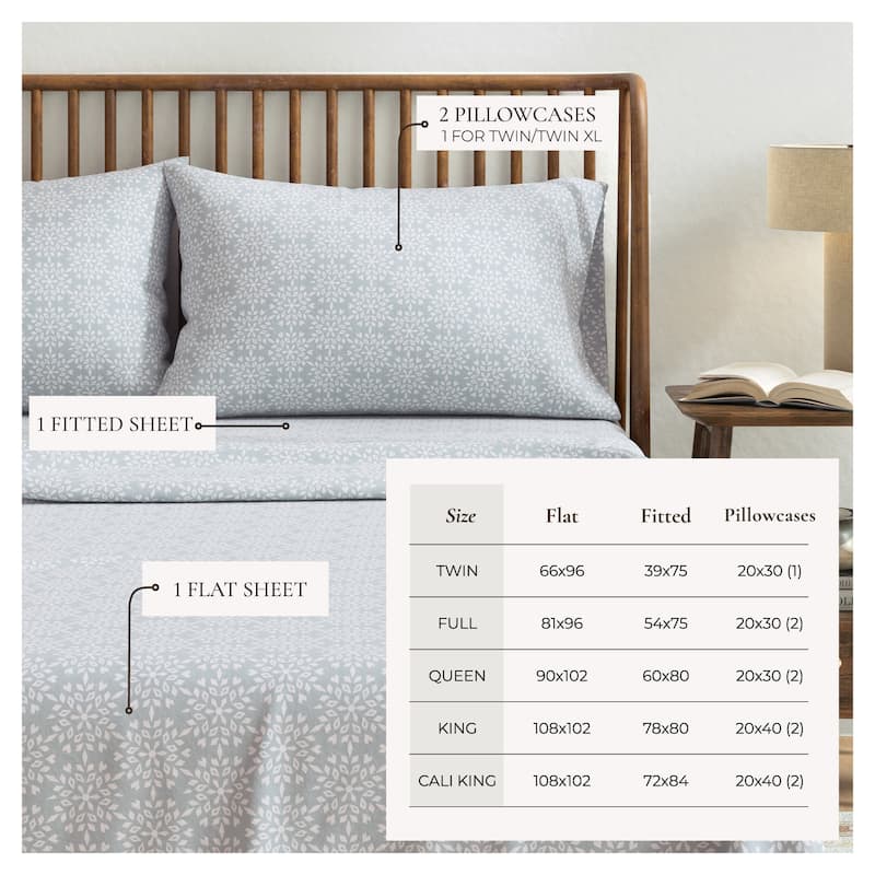 Linery & Co. Turkish Cotton Double-Brushed Printed Flannel Bed Sheet Set