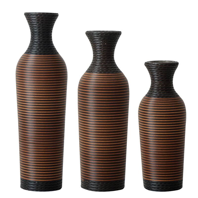 Hand-Woven PVC Rattan Floor Vase