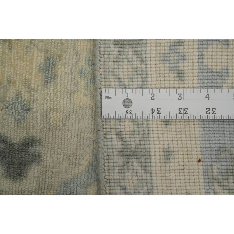 Hand-knotted Transitional Silk Carpet Blue Oushak Rug Geometric Oriental Area Rug - 7' 11'' X 5' 6''