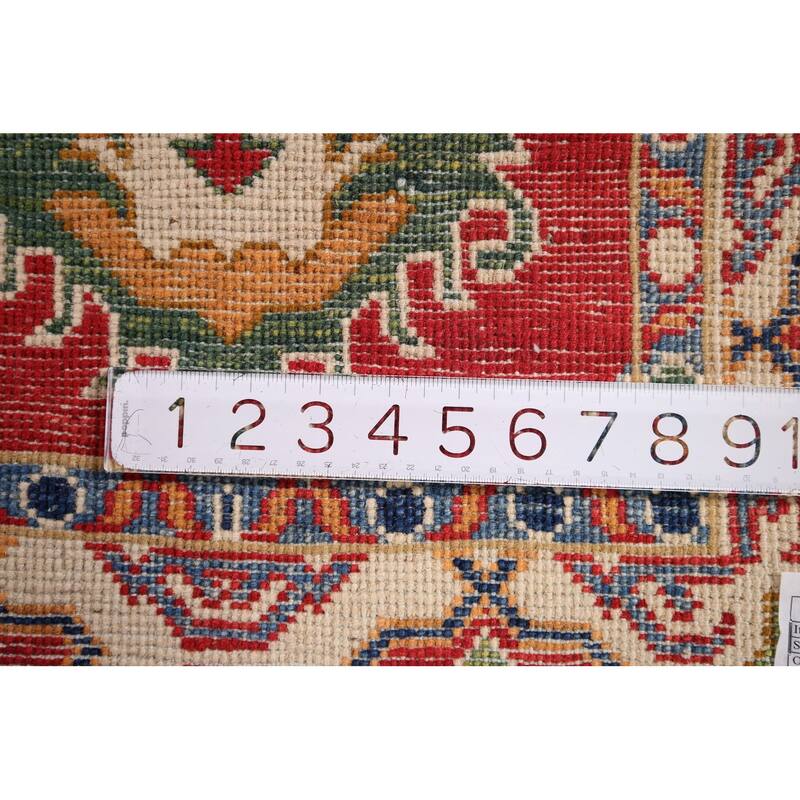 Hand Knotted Oriental 100% Wool Carpet Traditional Geometric Red Kazak Area Rug - 2' 11'' X 1' 11''