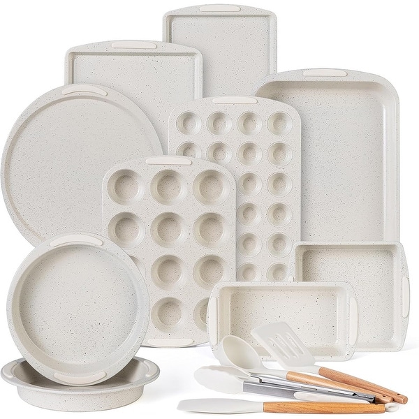 Country Kitchen Nonstick Stackable Bakeware Set - Heavy Duty, Durable, Easy Release Baking Set, 10 Pcs - Off-White