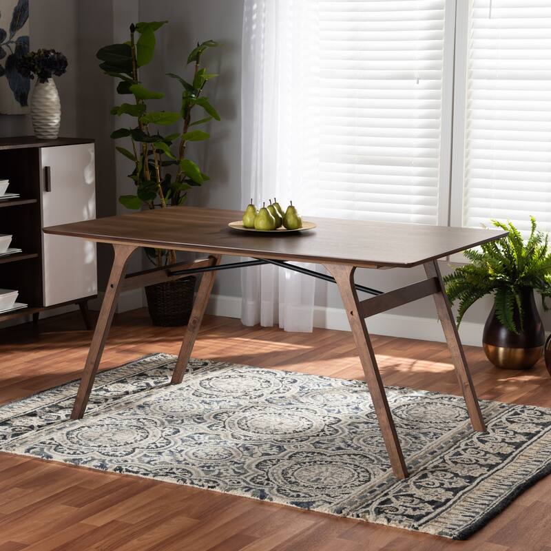 Modern Wood Dining Table - Mid-Century Design, Walnut Finish, 59" Wide, Rectangular Table - 35.4