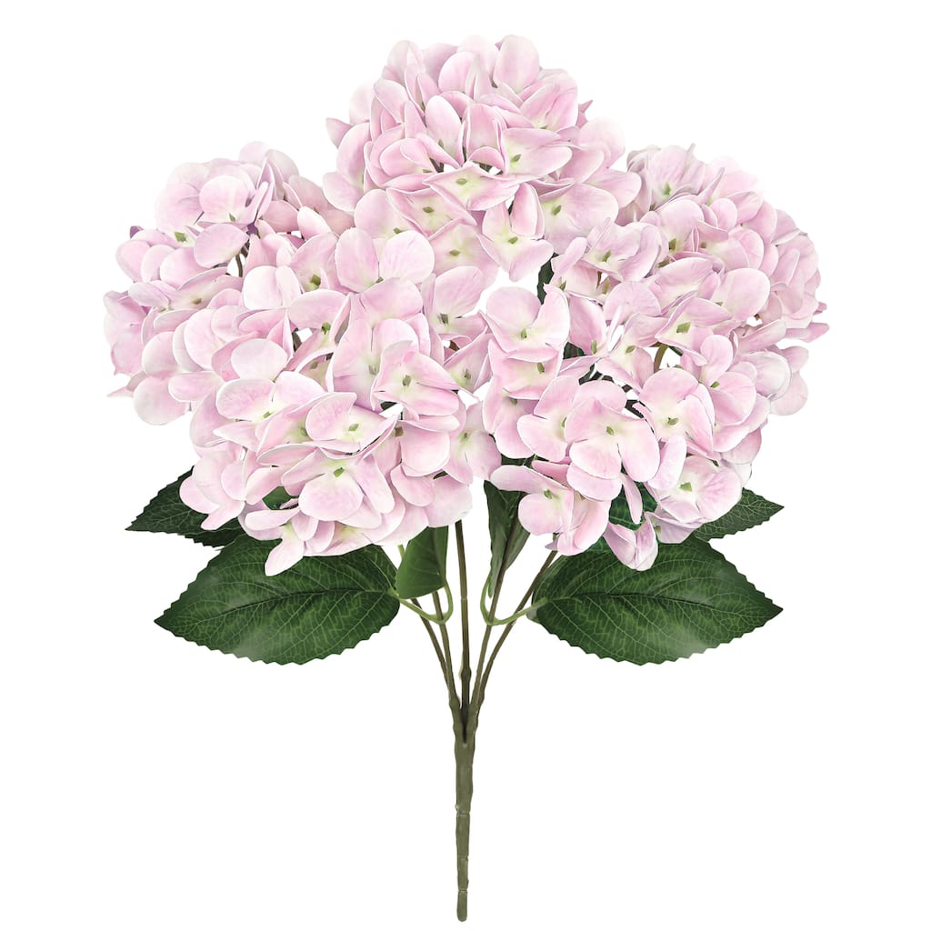 Set of 2 Natural Touch Light Pink Artificial Hydrangea Flower Stem Bush Bouquet 18in - 18" L x 11" W x 11" DP