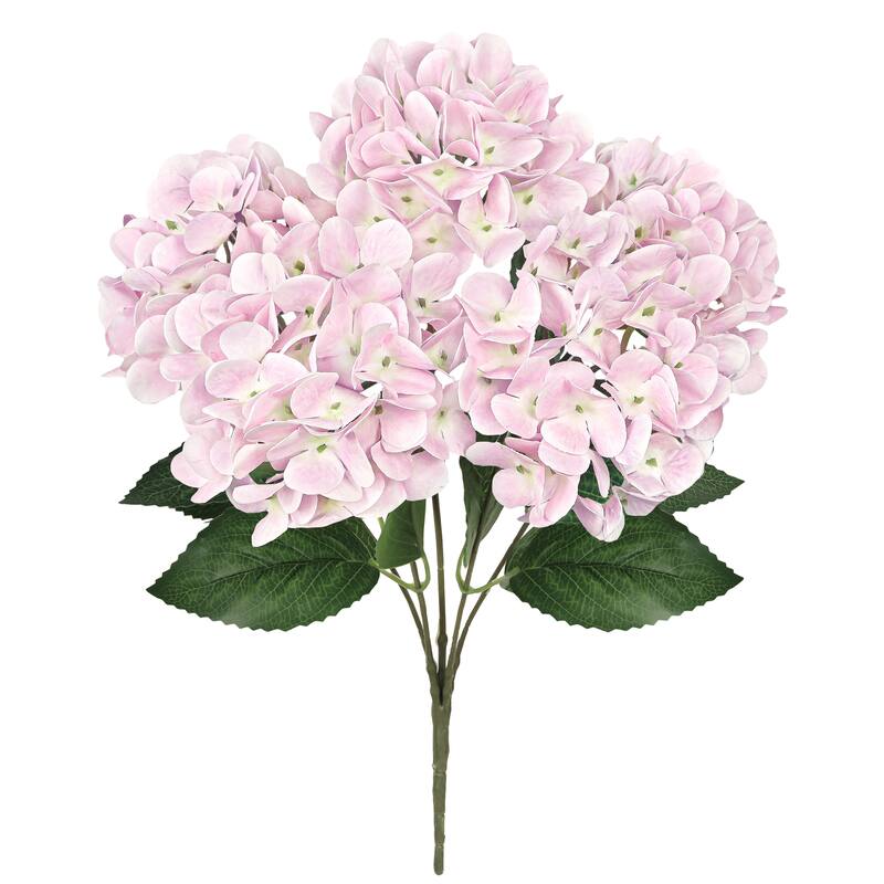 Set of 2 Natural Touch Light Pink Artificial Hydrangea Flower Stem Bush Bouquet 18in - 18" L x 11" W x 11" DP