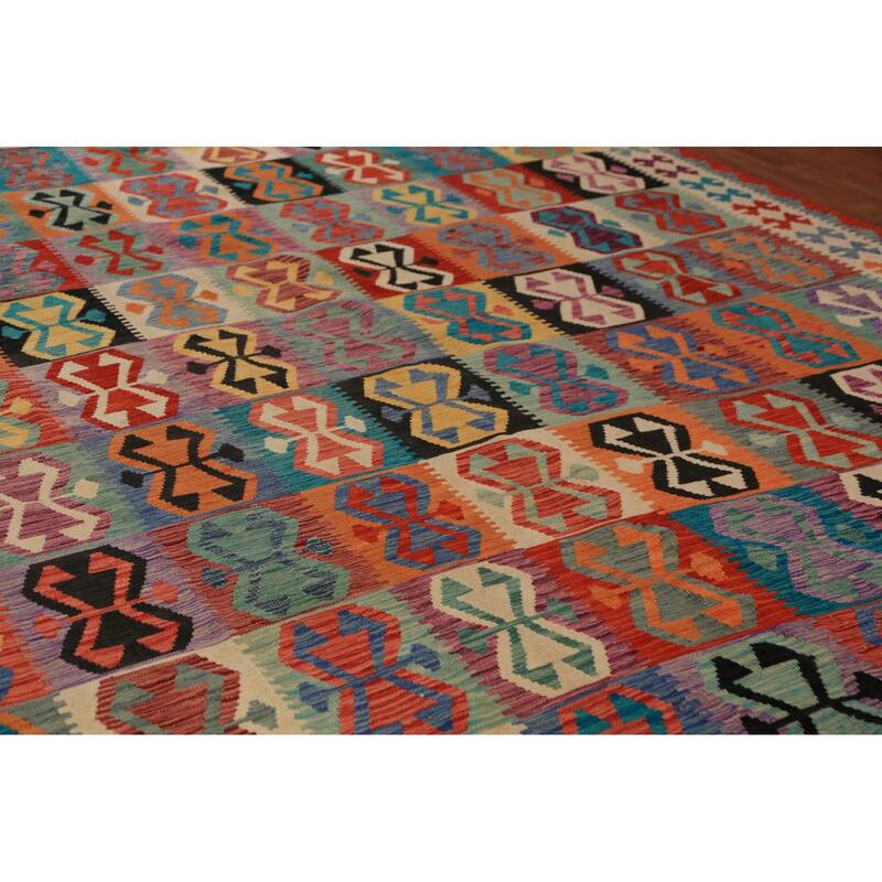 Kilim Oriental Large Rug Hand-Woven Southwestern Wool Carpet - 10'1"x 16'4"