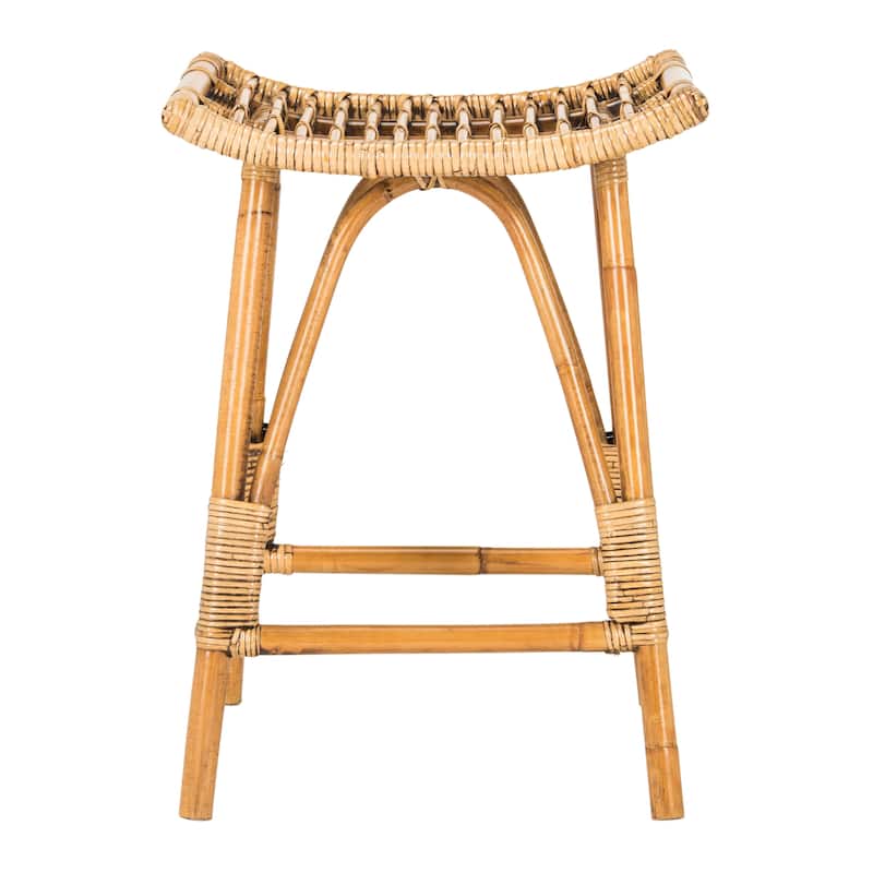 SAFAVIEH Huberte 25.6-inch Brown Rattan Counter Stool - 17.7" x 17.7" x 25.2" - 18Wx18Dx25H