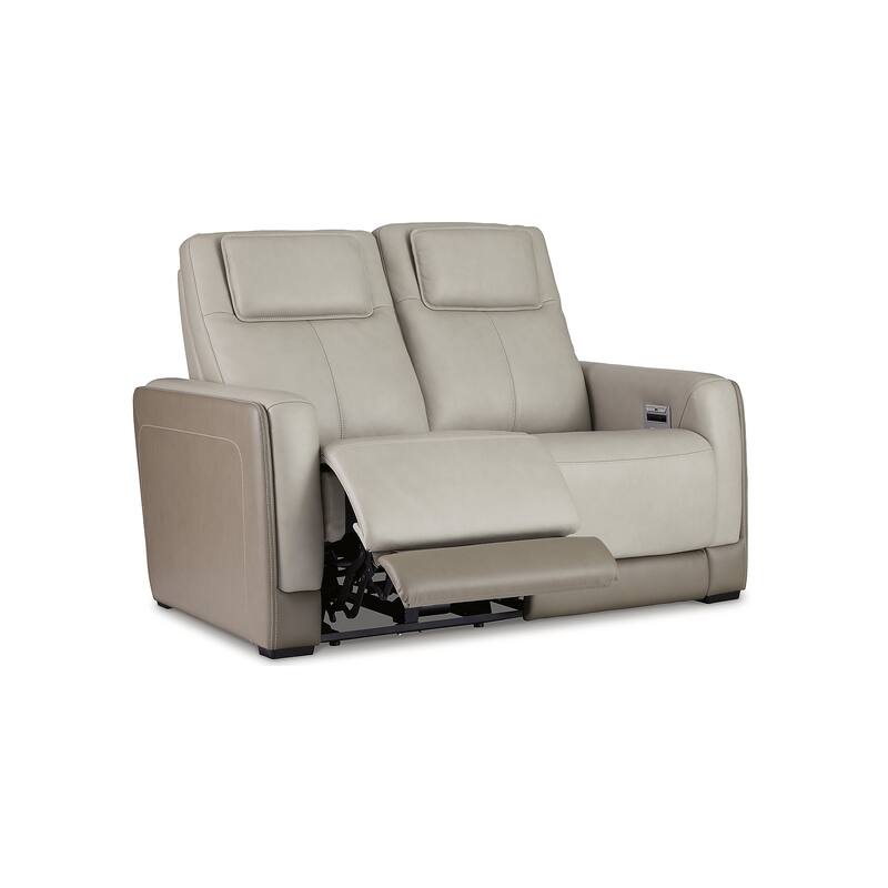 Signature Design by Ashley Battleville Almond Power Reclining Loveseat with Adjustable Headrest - 60"W x 40"D x 43"H
