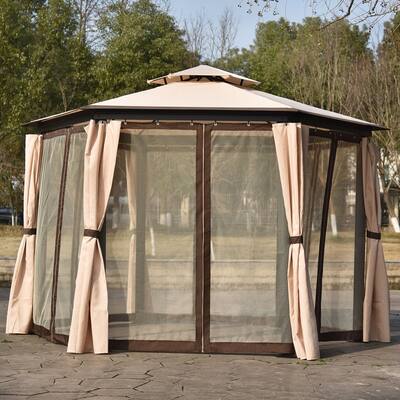 11.8Ft Outdoor Gazebo,Double Roof Soft Canopy Garden Backyard Gazebo