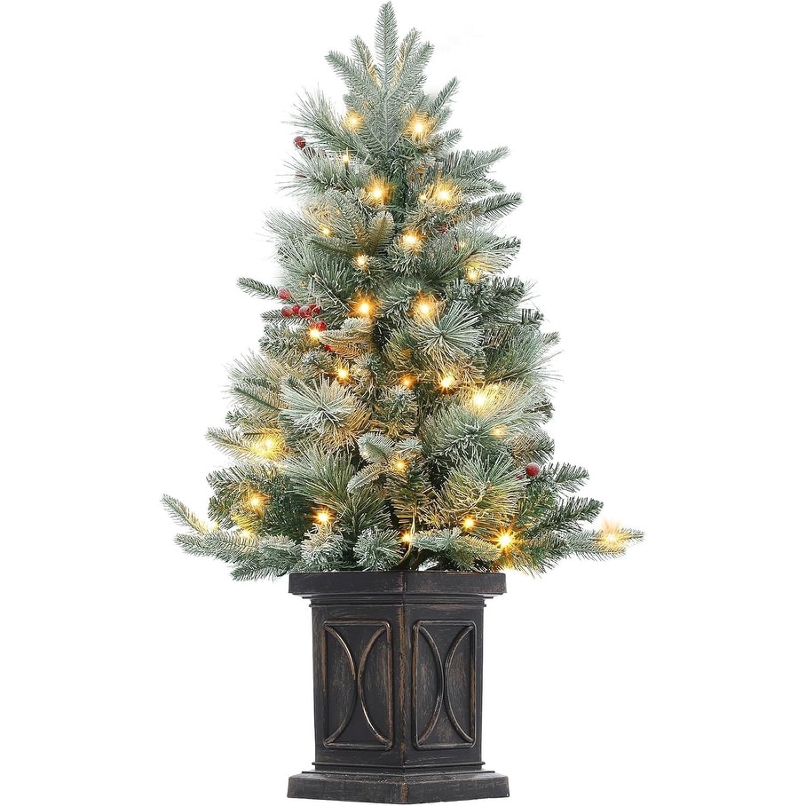 3ft Christmas Tree with Vintage Potted Base,78 LED 8