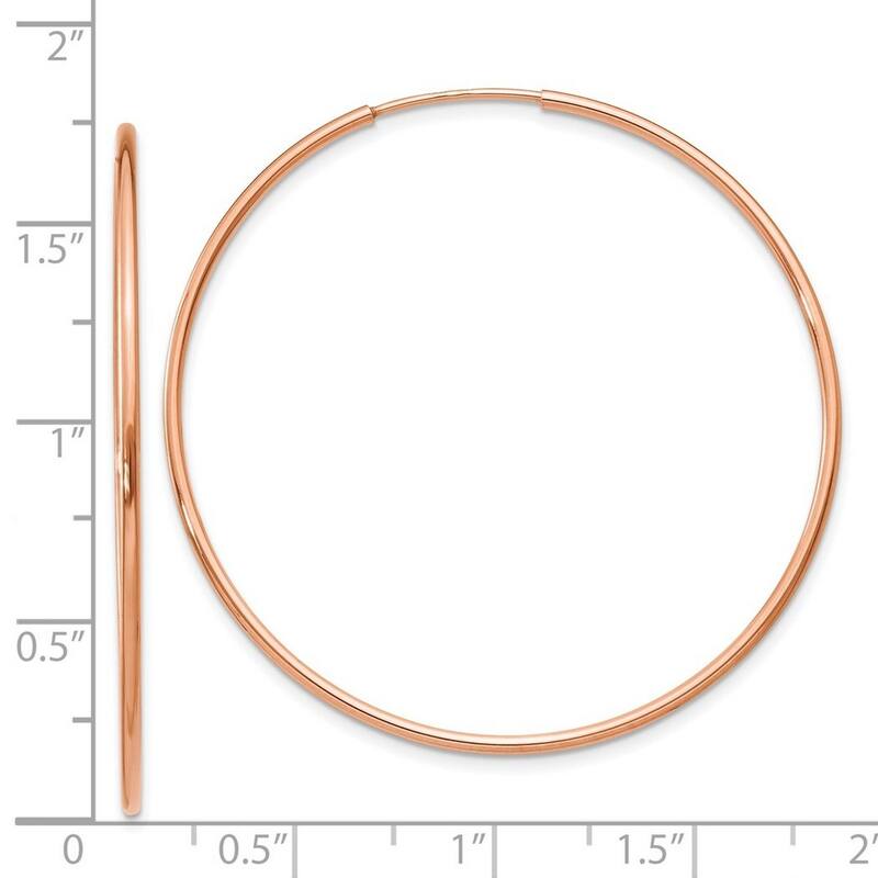 Curata 14k Rose Gold Polished Endless Hoop Earrings - 42.75x43mm
