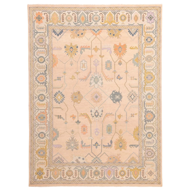 ECARPETGALLERY Hand-knotted Modern Oushak Light Copper Wool Rug - 8'11 x 11'10