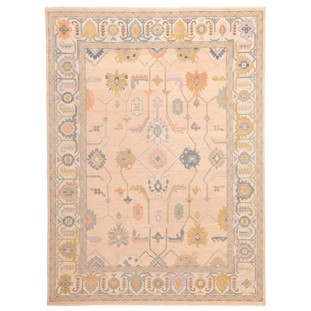 ECARPETGALLERY Hand-knotted Modern Oushak Light Copper Wool Rug - 8'11 x 11'10