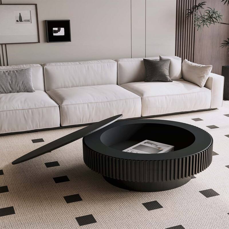 Round Coffee Table with Storage,for Living Room,Bedroom,Apartment or Office