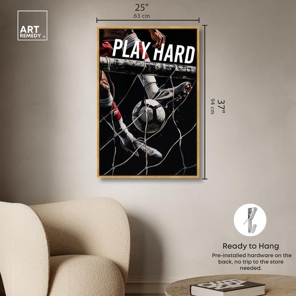 dimension image slide 8 of 24, Play Hard Soccer Canvas Mancave Art by Art Remedy
