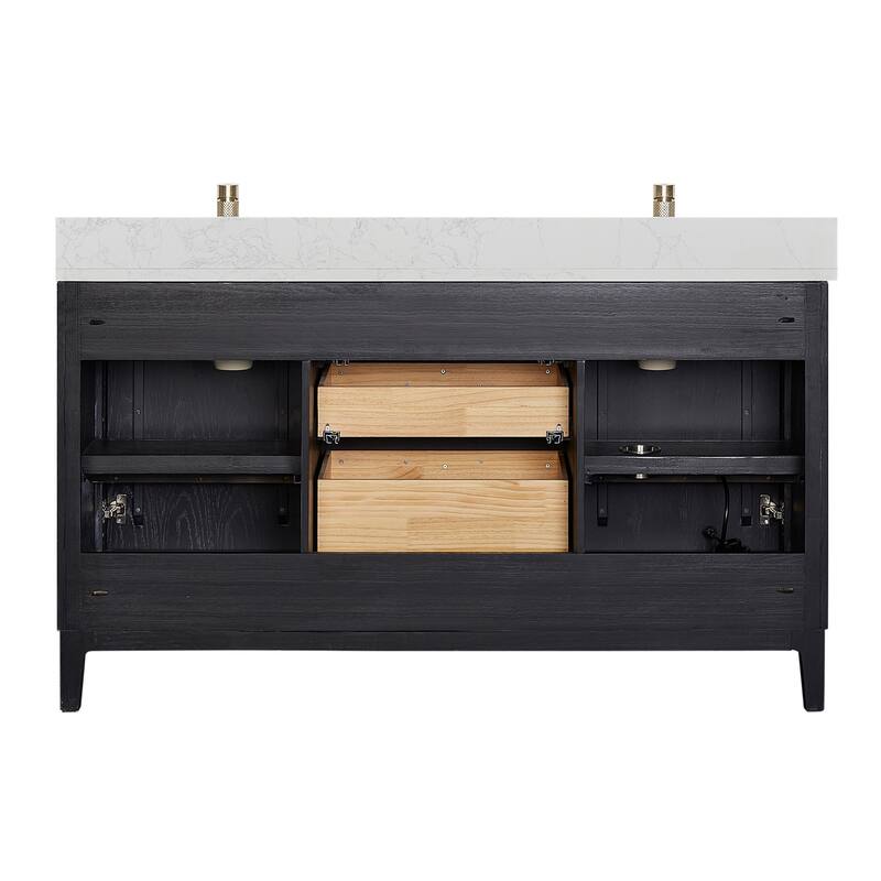 Gara Double Bath Vanity with Composite Stone Top without Mirror