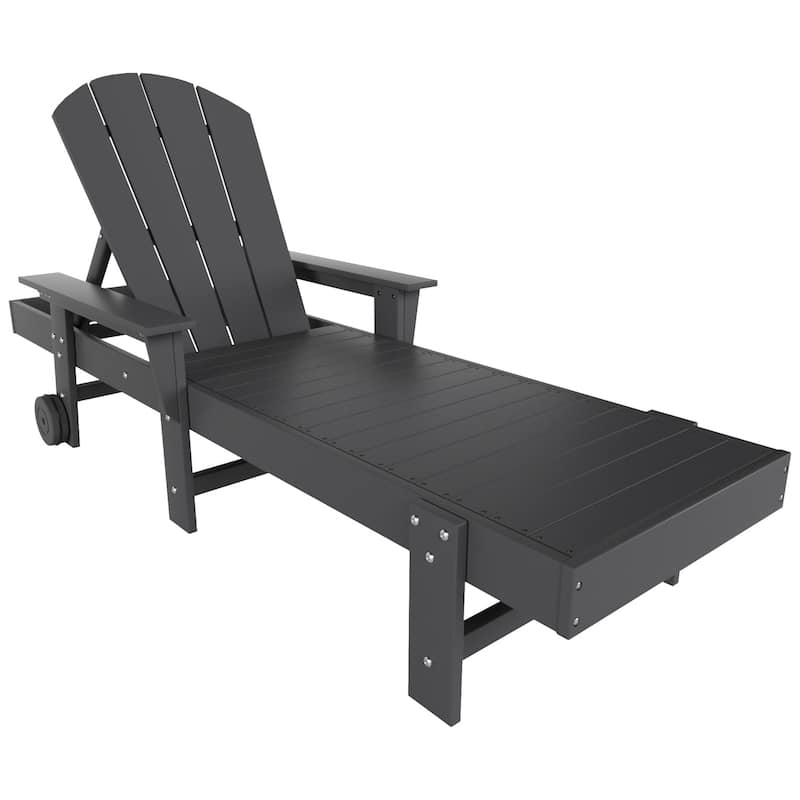 Laguna Hdpe All Weather Outdoor Patio Pool Reclining Chaise Lounge With Arms And Wheels - Gray