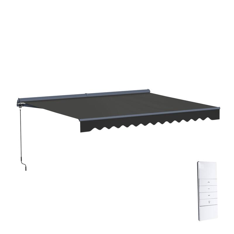 ALEKO Moroccan Semi-Cassette Motorized Patio Awning - Onyx Black - 13 x 10 Feet