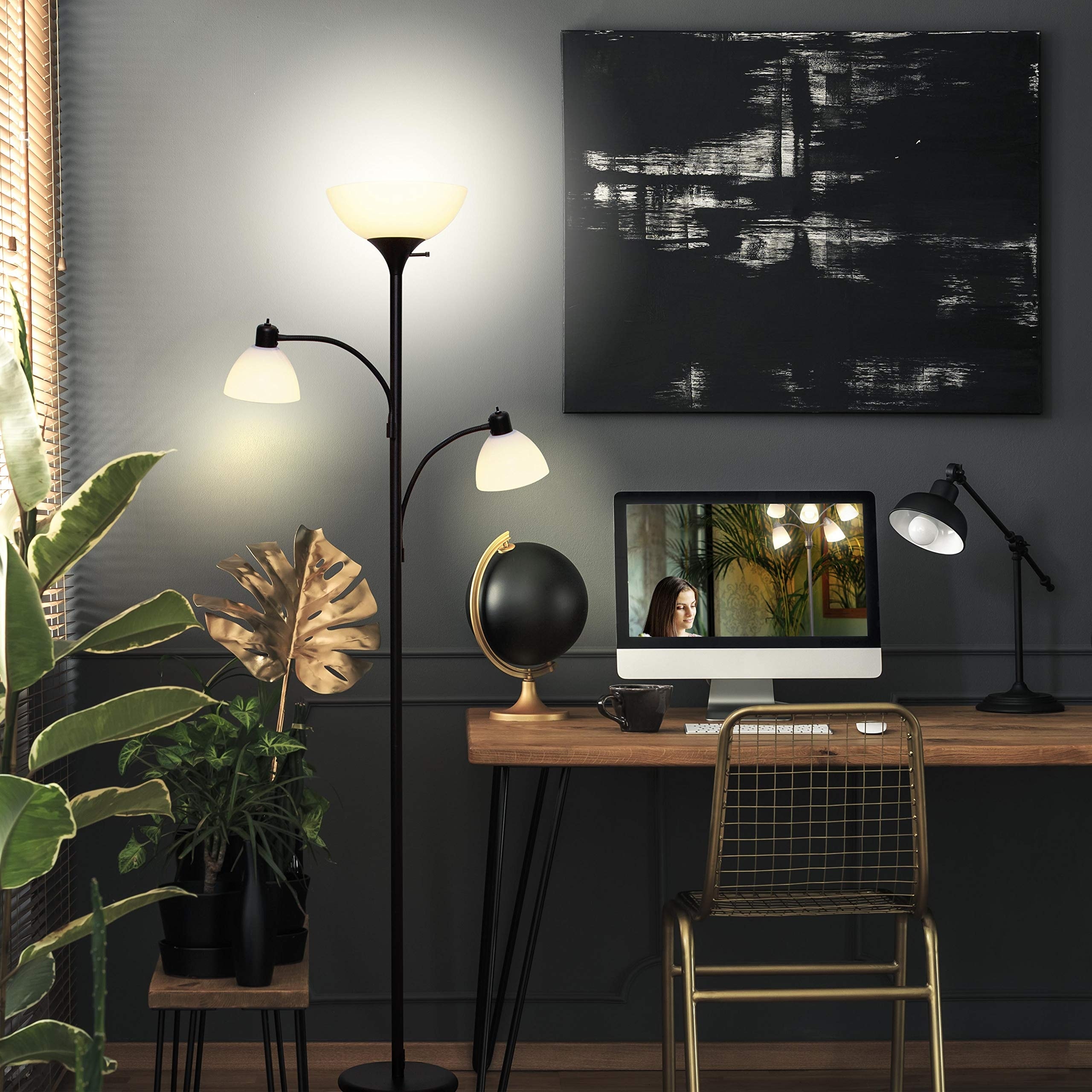 Double floor lamps for reading deals