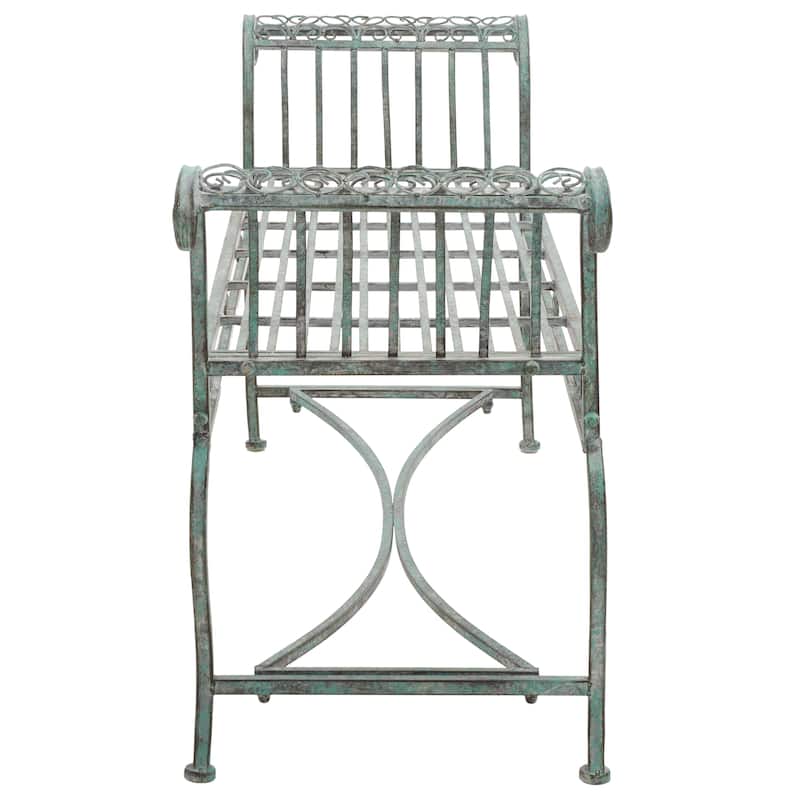 SAFAVIEH Outdoor Kyara Victorian Iron 52-inch Bench - 52Wx16Dx26H