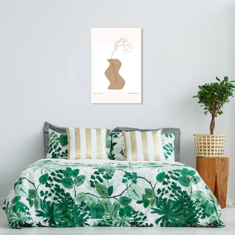 Wynwood Studio Canvas Floral and Botanical Curved Pottery and Flowers Brown and Tan Modern & Contemporary Wall Art Canvas Print - 36 x 24