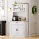 preview thumbnail 11 of 10, Garvee Kitchen Pantry Cabinet with Microwave Stand and Coffee Bar, 71" Tall Hutch Storage Cabinet, Wooden Buffet Cabinet