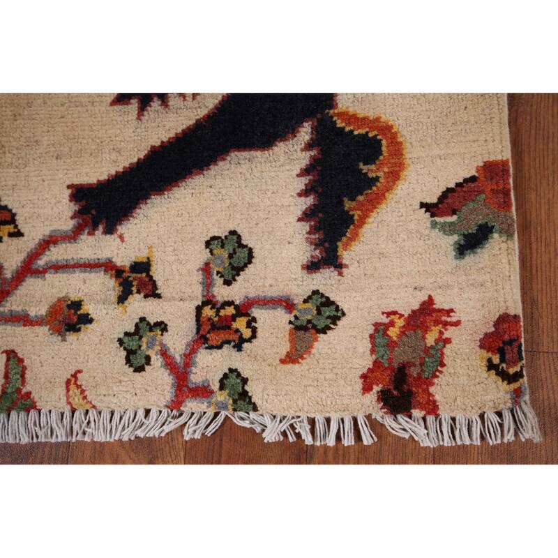 Animals Design Ziegler Oriental Accent Rug Hand-Knotted Wool Carpet - 2'0" x 2'10"
