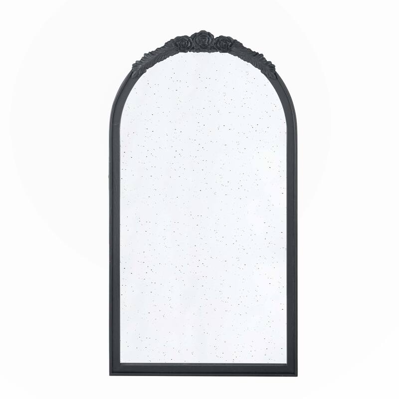 23" x 42" Carved Rose Antique Mirror Frame, Wood Arch Mirror