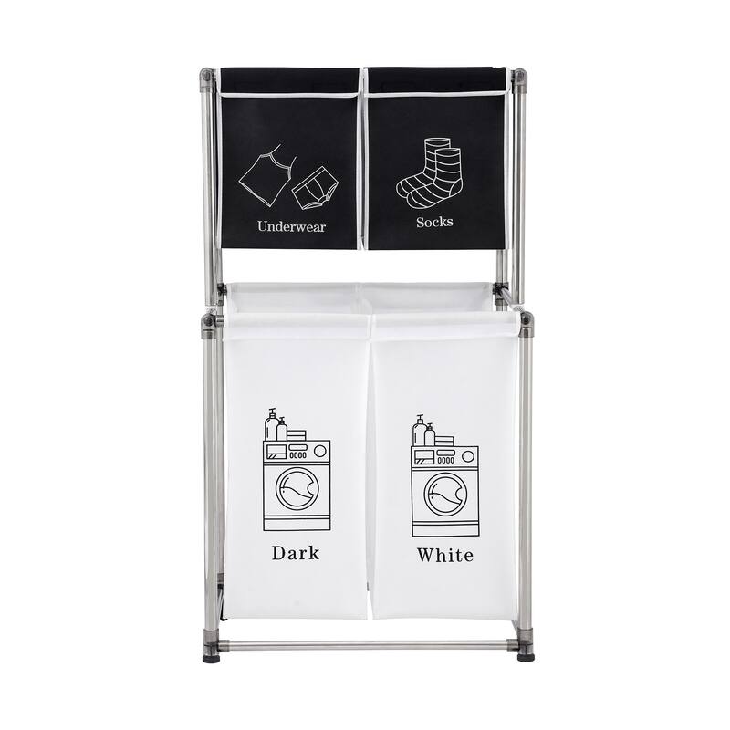 Laundry Hamper 2 Tier Laundry Sorter with 4 Removable Bags for