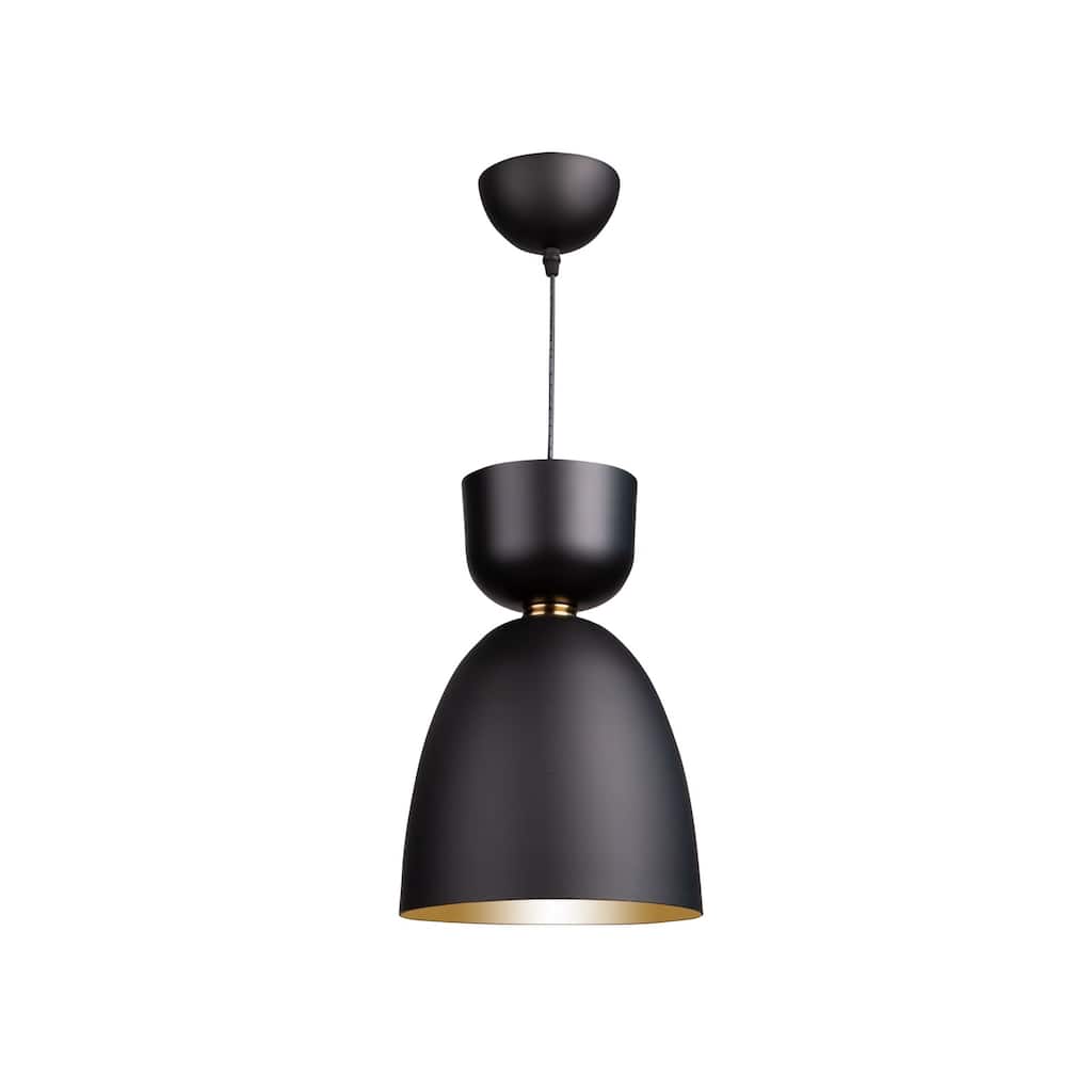 Tempo 1 Light Pendant - Matte Black and Brass