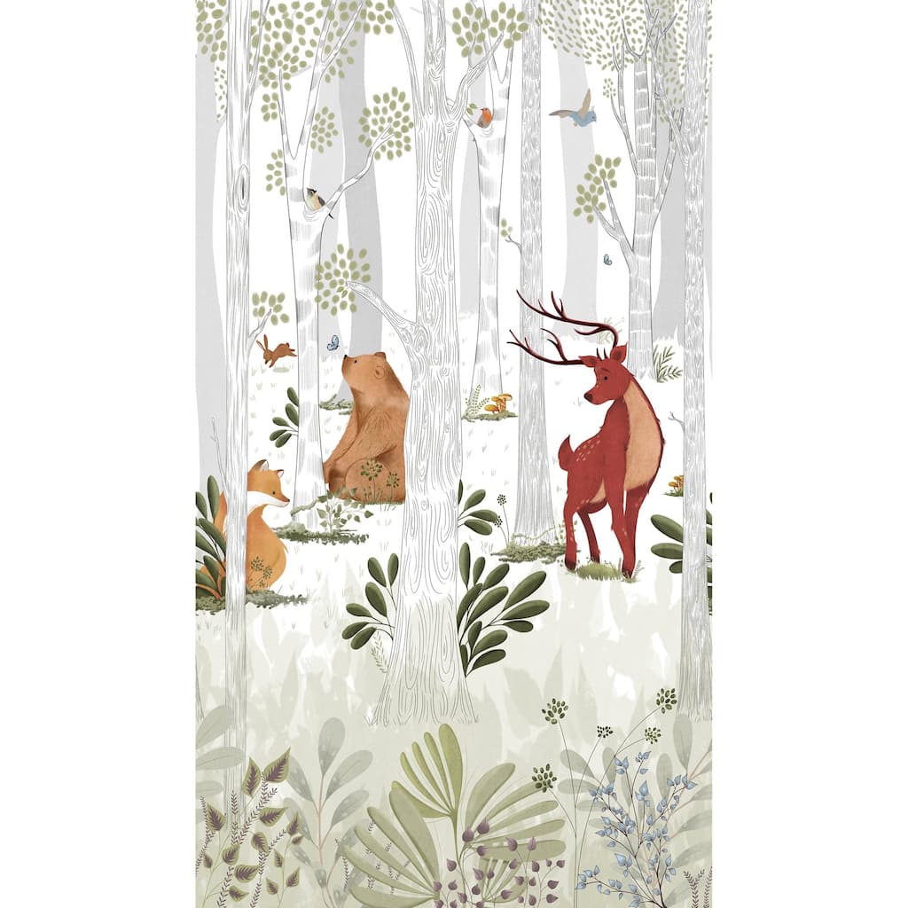 Galerie Wallcoverings Orom II Collection Forest Creatures 62.5-inches wide x 9.18-feet high 3-panel Wall Mural