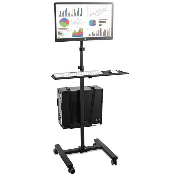 Rolling computer on sale monitor stand