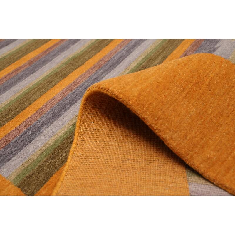 ECARPETGALLERY Hand Loomed Kashkuli Gabbeh Dark Gold Wool Rug - 5'7 x 7'7