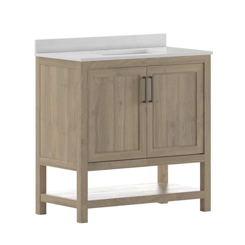 Bathroom Vanity with Undermount Sink and Open Storage Shelf