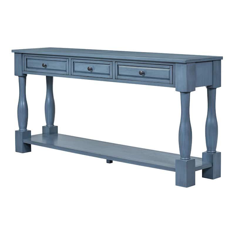 63" Extra Thick Console Table with 3 Drawers & Bottom Storage Shelf, Long Entryway Table Sofa Side Table for Hallway Living Room