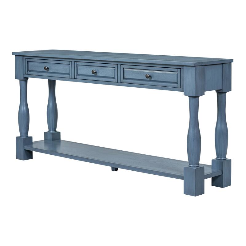 Long Console Table with Drawers and Shelf