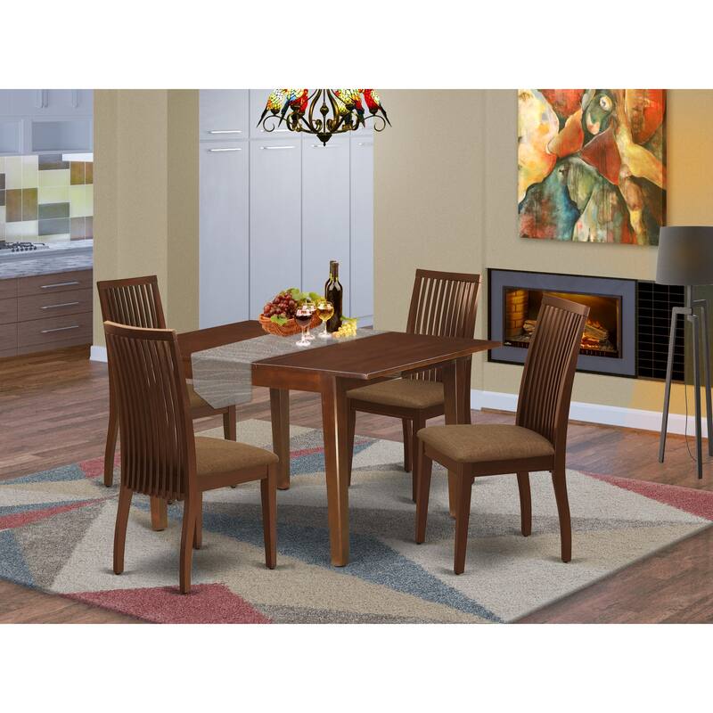 East West Furniture Modern Dining Table Set- A Kitchen Table and Linen Fabric Parson Dining Chairs,(Finish & Pieces Options - MLIP5-MAH-C