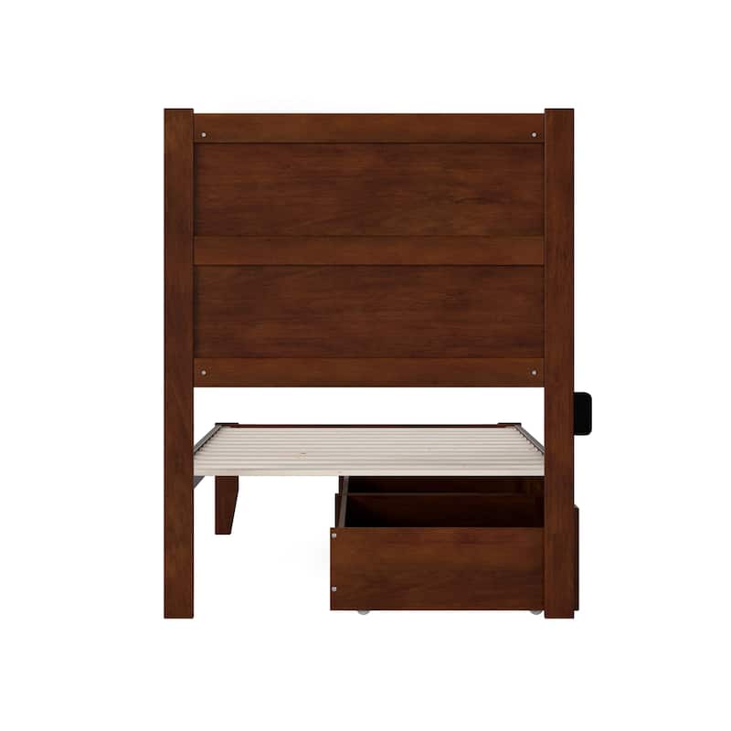 NoHo Twin Platform Bed with 2 Drawers in Walnut