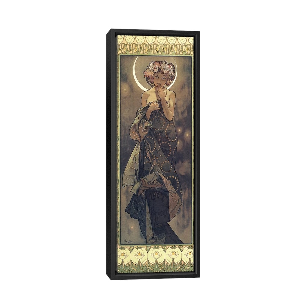 iCanvas "The Moon and the Stars- The Moon, 1902 " by Alphonse Mucha Framed Canvas Print
