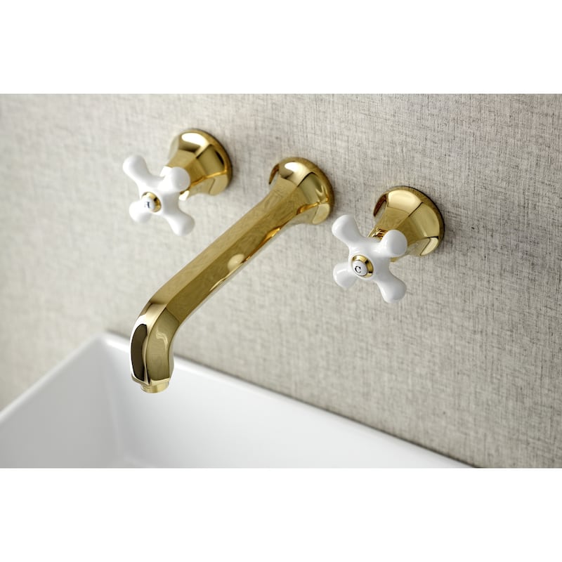 Kingston Brass Metropolitan Two-Handle 3-Hole Wall Mount Bathroom Faucet